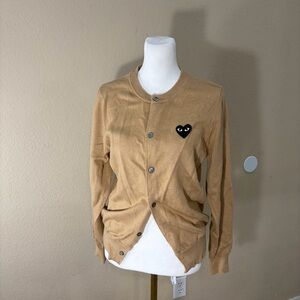 Comme des Garcons Play Womens Heart Logo Wool Cardigan Sz M Made in Japan Luxury